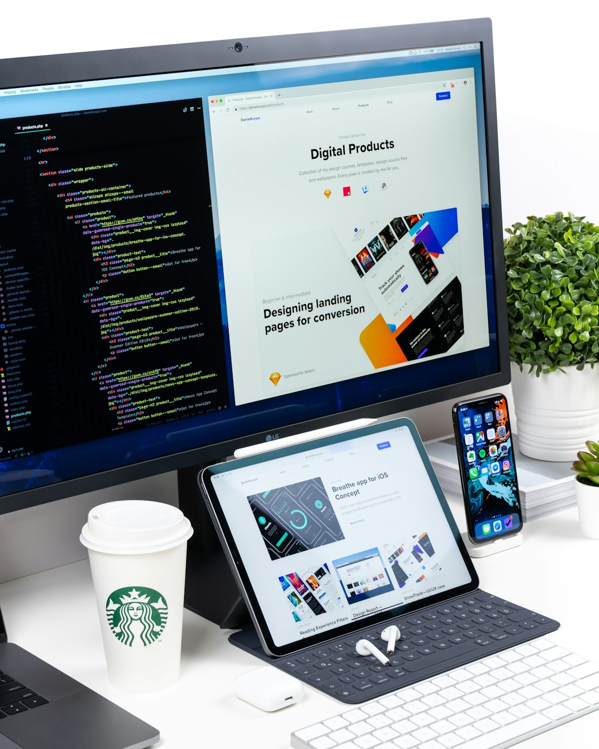 Web application development on a screen