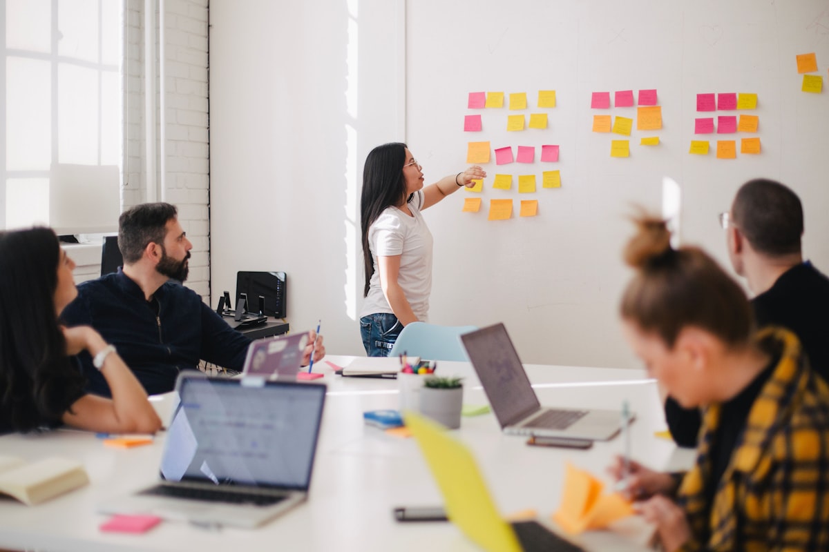 Team planning session with sticky notes